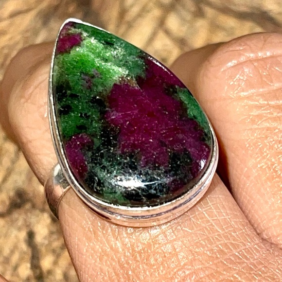 Ruby Zoisite Statement Ring Size 9 - Picture 9 of 11